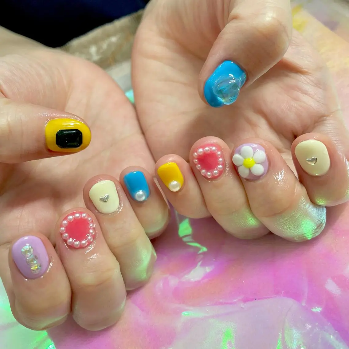ネイル アートネイル オーロラネイル ジェルネイル 氷ネイル・うるうるネイル 韓国ネイル J terrace Nailのネイルデザイン