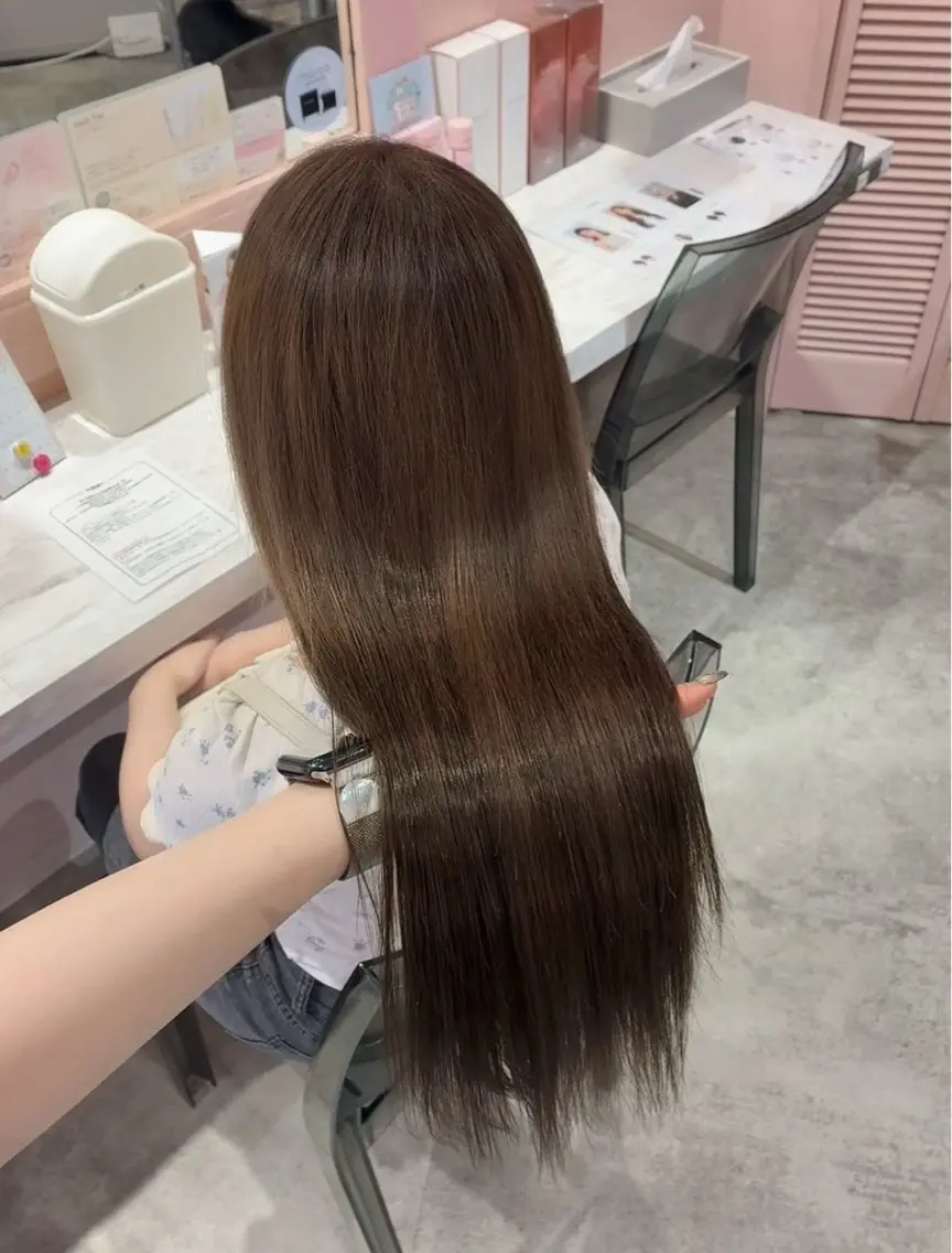 セミロング カラー ブラウンカラー 透明感カラー ヘアカラー トリートメント 髪質改善縮毛/透明感 カラー/AIRI🎀のヘアスタイル