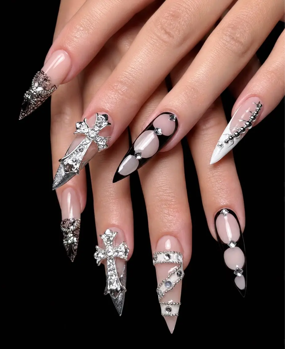 ネイル ガーリー キラキラネイル 韓国ネイル ロングネイル シンプルネイル ハンドネイル 🦊Genie🦊 Mika Nailsのネイルデザイン