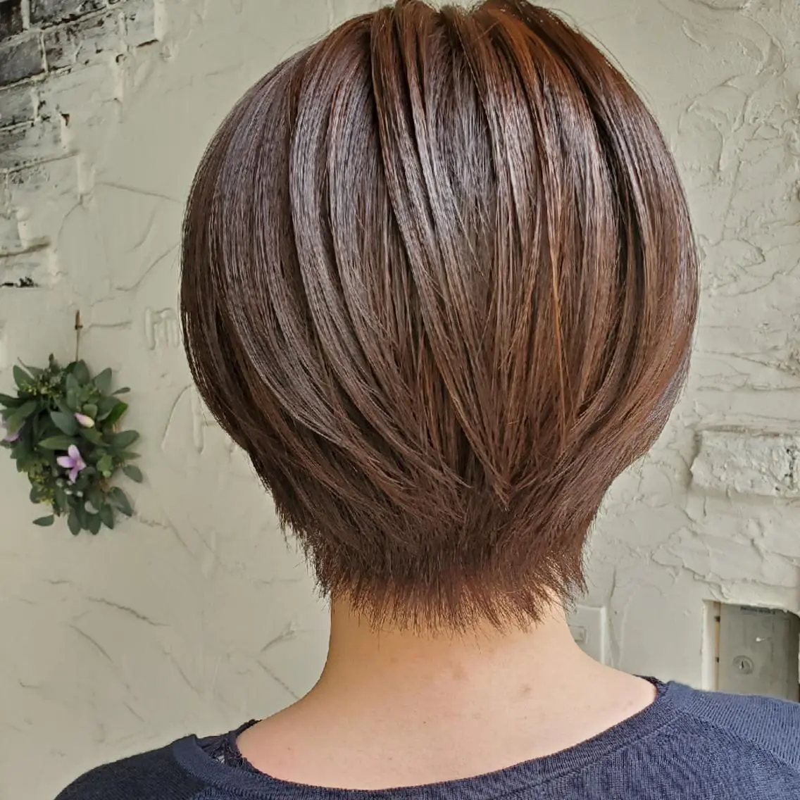 ショート カラー カット ヘアカラー トリートメント 韓国レイヤー柔らかい 地毛風縮毛矯正／マツのヘアスタイル
