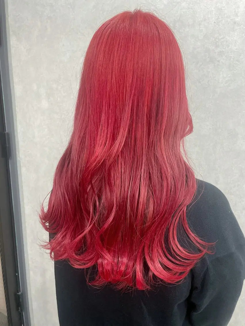 ロング カラー レッドカラー AIRI layer cut hairのヘアスタイル