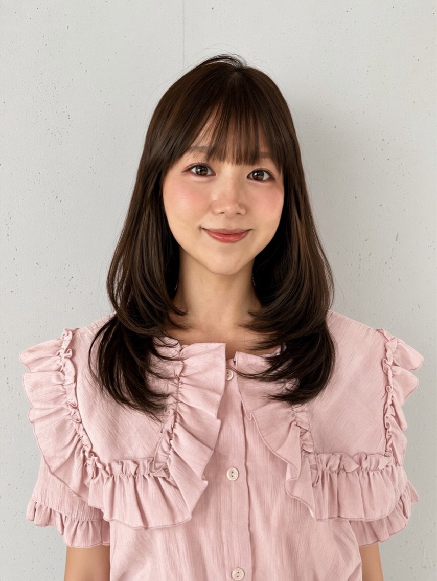 ロング 顔まわりレイヤー 顔周りカット 韓国風ヘア レイヤーカット カット トリートメント ヘッドスパ AOI 🎀のヘアスタイル