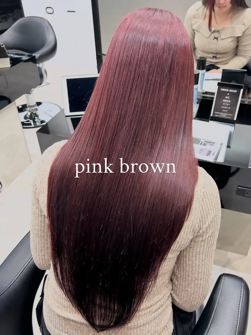 ロング カラー ブリーチ ブラウンカラー 透明感カラー ブリーチなしカラー ピンクカラー ヘアカラー 💜ひな💜韓国レイ ヤー/透明感/美髪のヘアスタイル