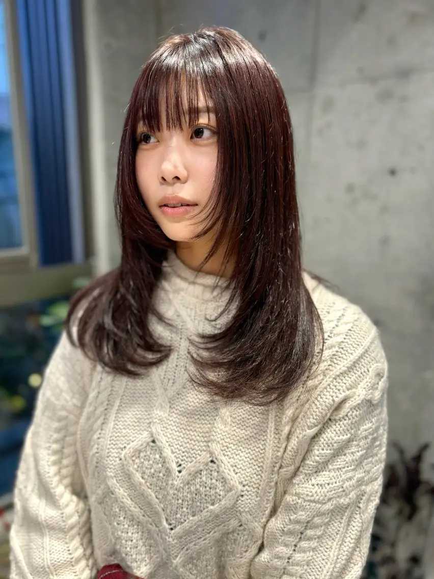 セミロング カラー ブラウンカラー チョコレートブラウン レイヤーカット カット ヘアカラー トリートメント ヘアセット 〽️magico/ ウルフDaiki〽️のヘアスタイル