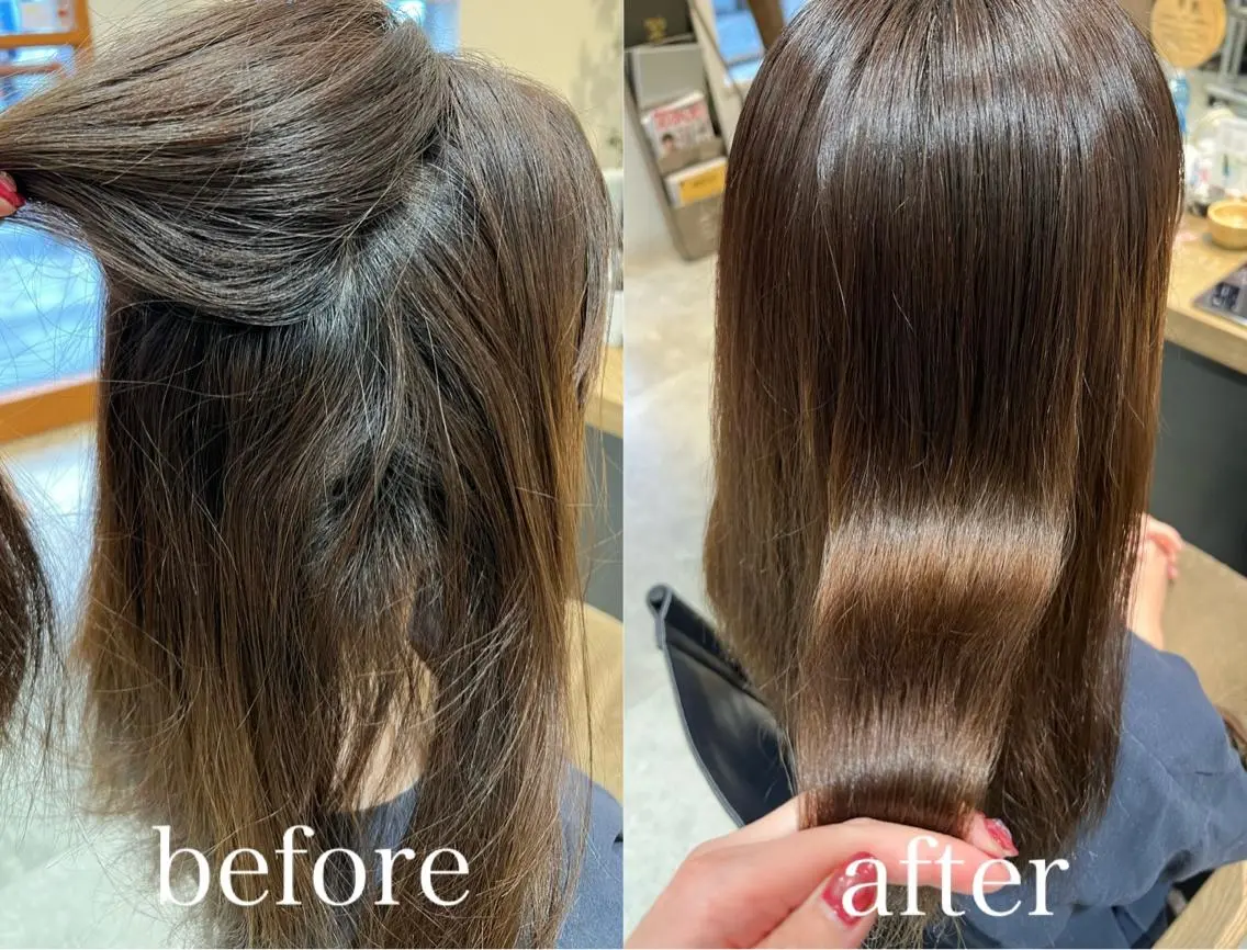 セミロング ケアカラー くせ毛 髪質改善 縮毛矯正 トリートメント カット ヘアカラー 縮毛矯正 トリートメント 似合わせレイヤー/ 美髪縮毛矯正/ミナエのヘアスタイル