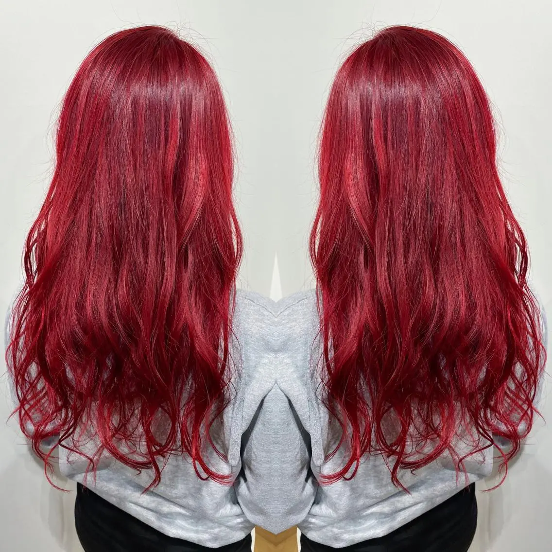 ロング カラー レッドカラー カット ヘアカラー トリートメント ブリーチ特化 梅田本多翔のヘアスタイル