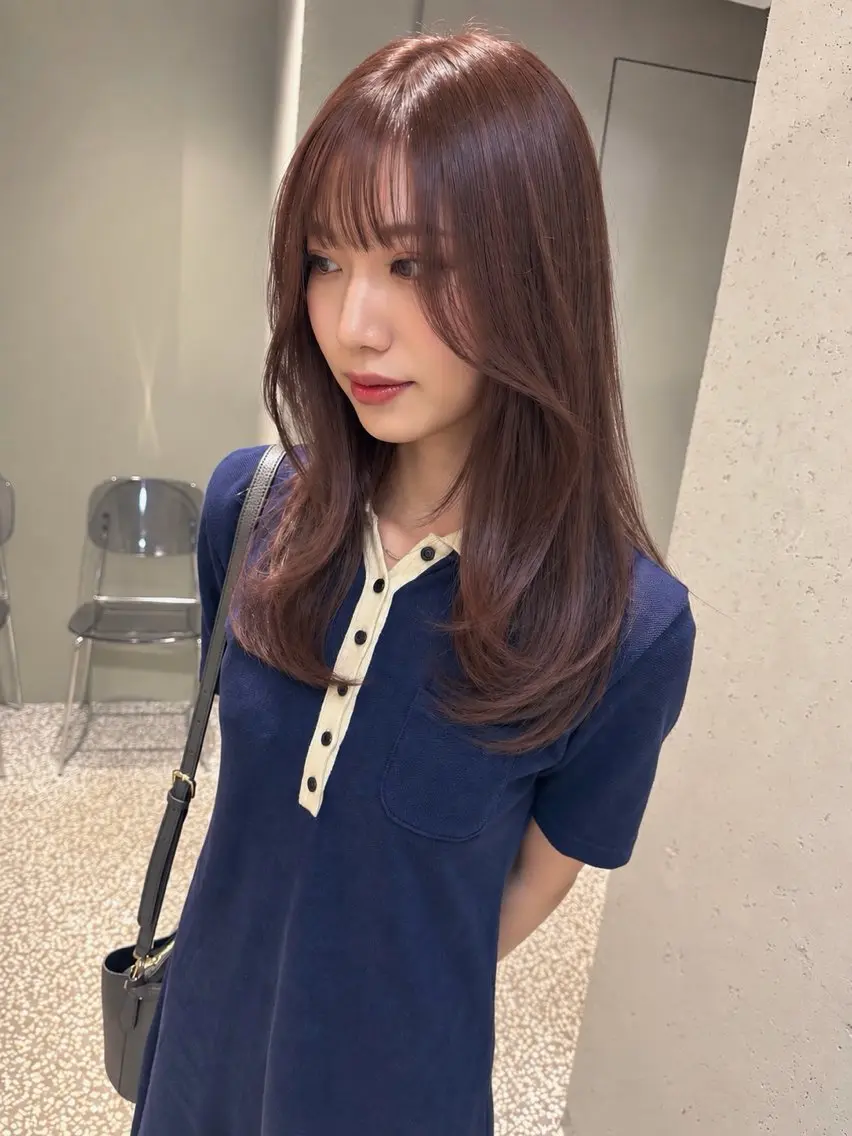 ミディアム カラー ブリーチ ブラウンカラー 透明感カラー ブリーチなしカラー オレンジ カット ヘアカラー トリートメント KAITO/透明感× 艶カラーのヘアスタイル