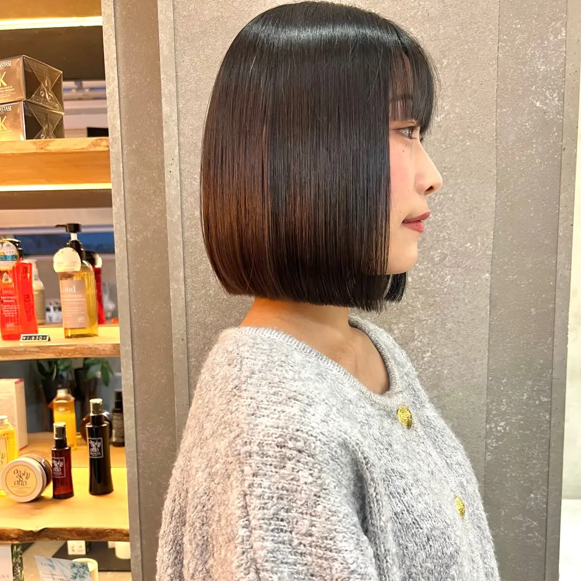 ショート カット トリートメント ヘアセット 縮毛矯正×艶髪カラー 髪質改善/三ツ木のヘアスタイル