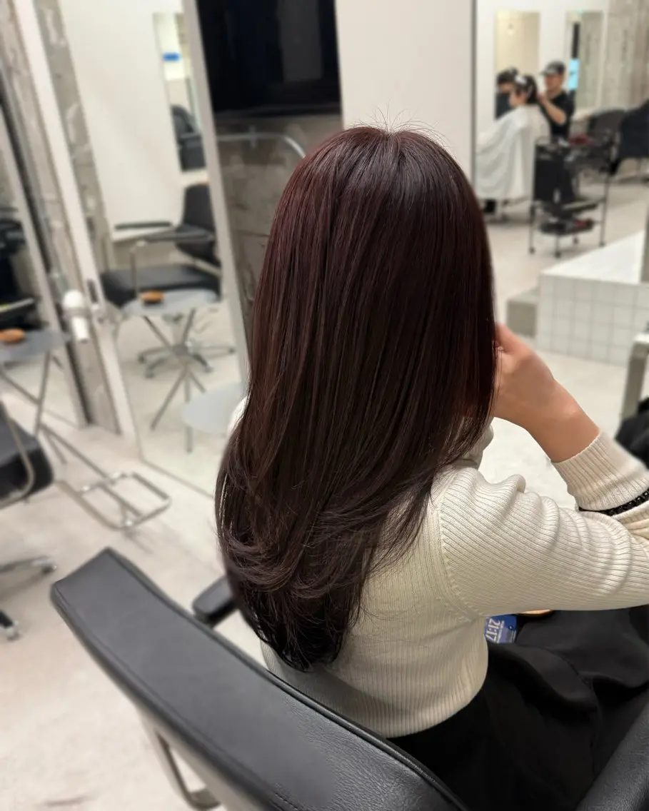 ミディアム カラー ブラウンカラー カシス 髪質改善 トリートメント カット ヘアカラー トリートメント 縮毛矯正+モテカラー 🎀✨MIHOのヘアスタイル