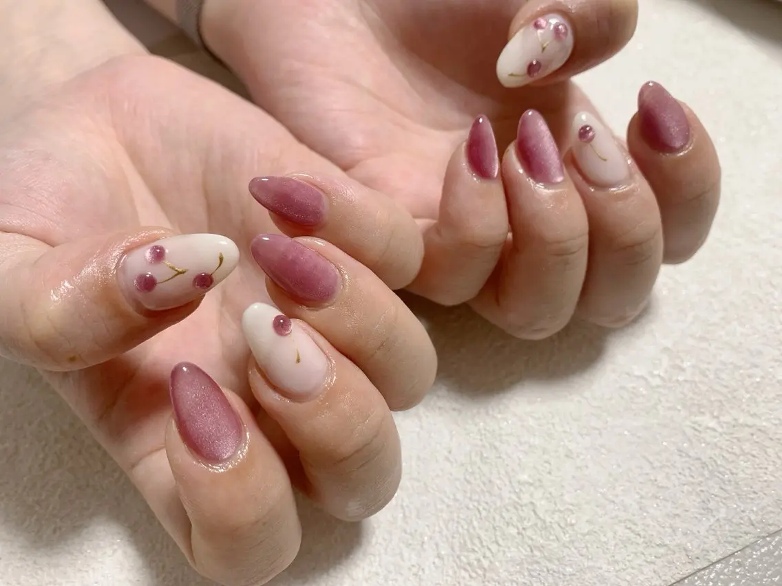ネイル ジェルネイル マグネットネイル メンズネイル パラジェル 春ネイル kiki nail たまプラーザのネイルデザイン