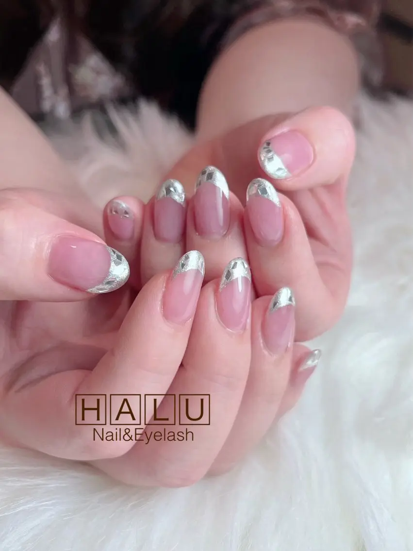 ネイル フレンチネイル ガラスフレンチ HALU ハルのネイルデザイン