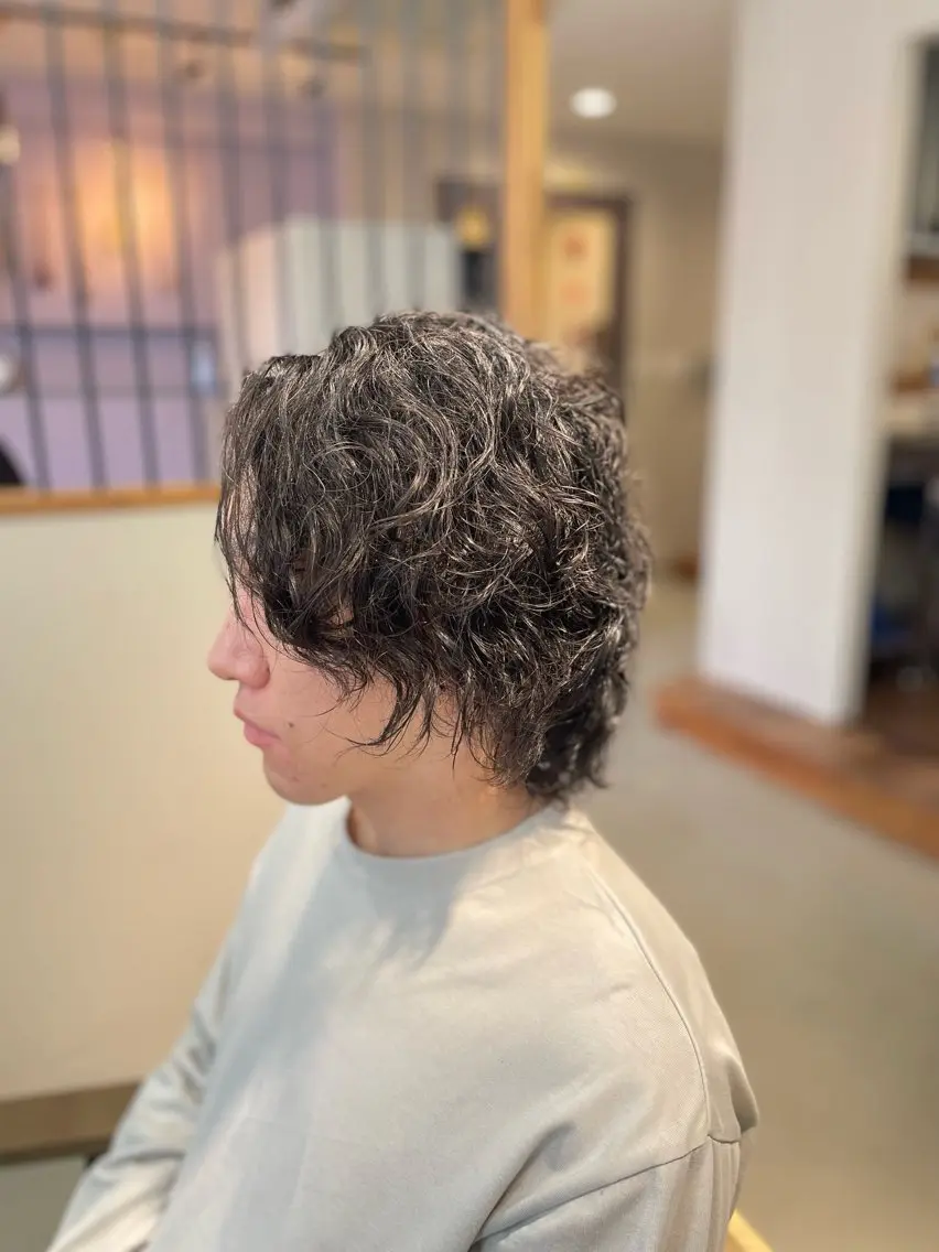 ロング パーマ メンズ カット パーマ 清水 保博のヘアスタイル