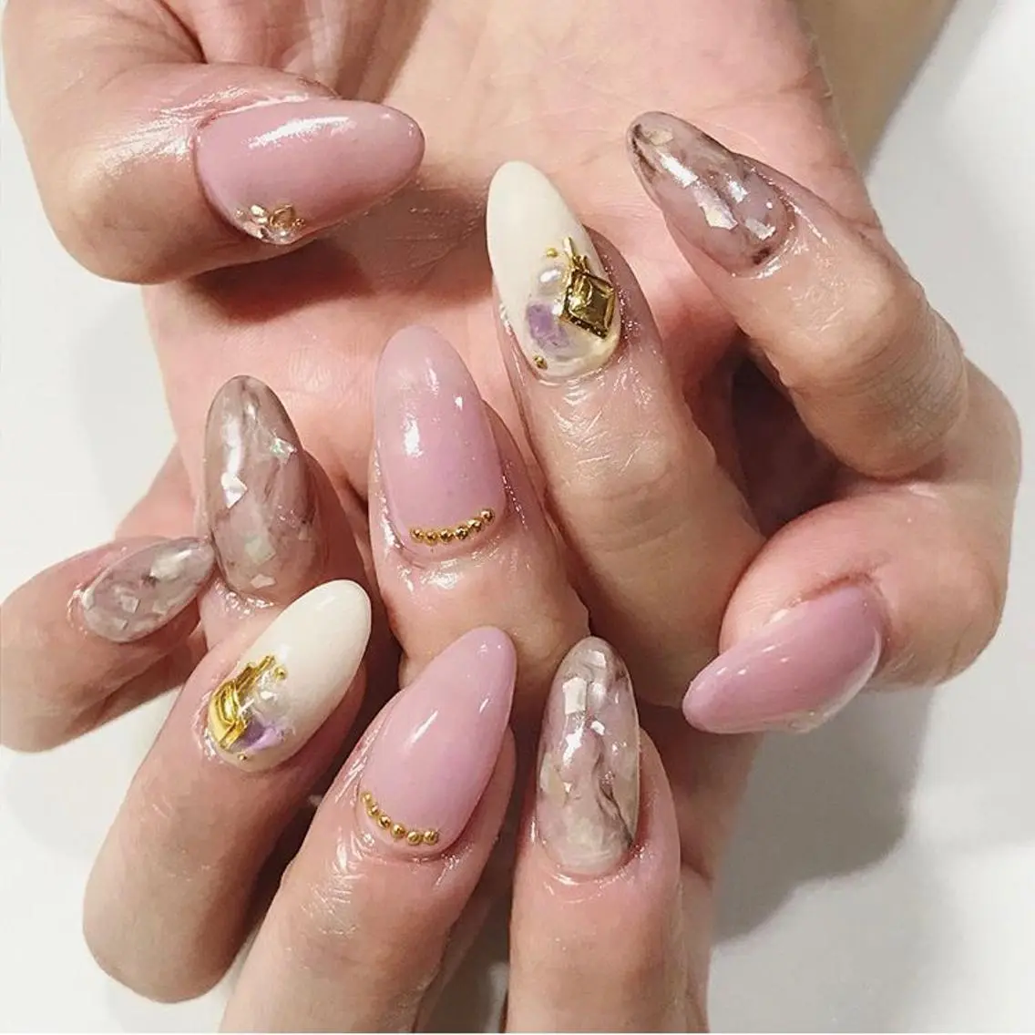 ネイル 渋谷／チップ長さ出し 👑アプレgel-xのネイルデザイン