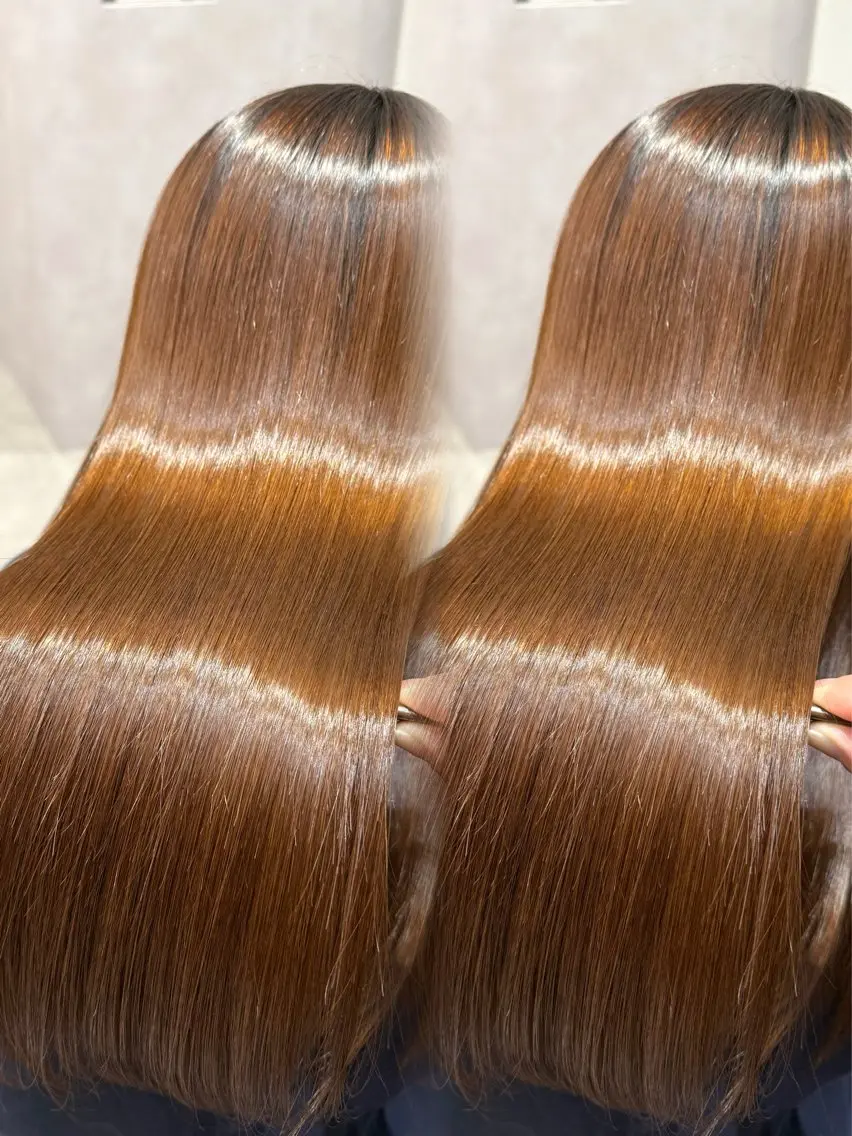ロング カラー パーマ ヘアアレンジ 髪質改善 縮毛矯正 ヘアカラー 縮毛矯正 トリートメント 縮毛矯正/髪質改善/ ブリーチ毛/木元渓太のヘアスタイル