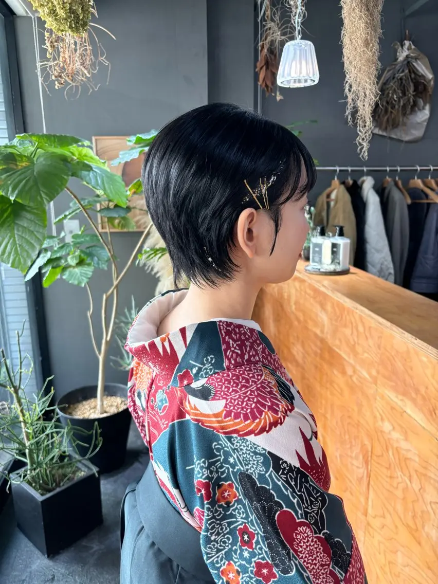 ショート 卒業式のヘアスタイル ショートヘア ヘアセット 渡部 喜子のヘアスタイル