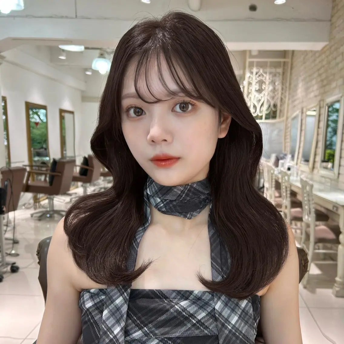 セミロング ヘアアレンジ ⟡.·Fuka/ ヘアメ🎀暖色カラーのヘアスタイル