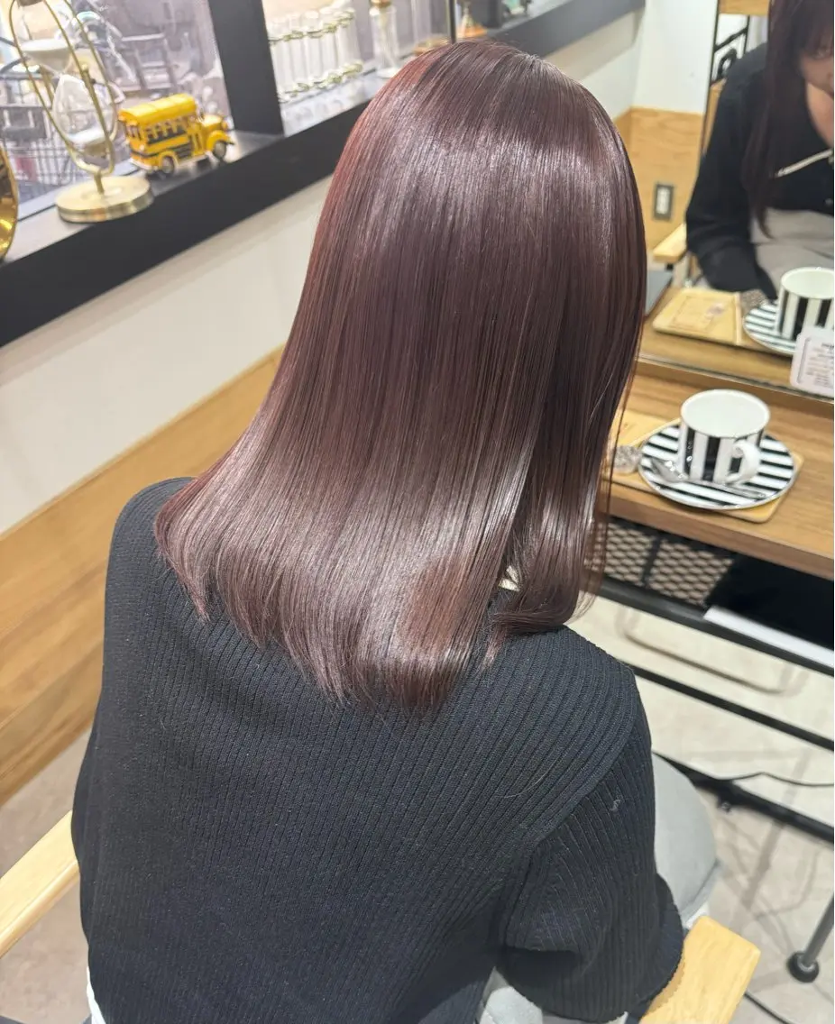 【2.3回目の方🩷】前髪、後れ毛カット+艶カラー+前処理トリートメントの写真
