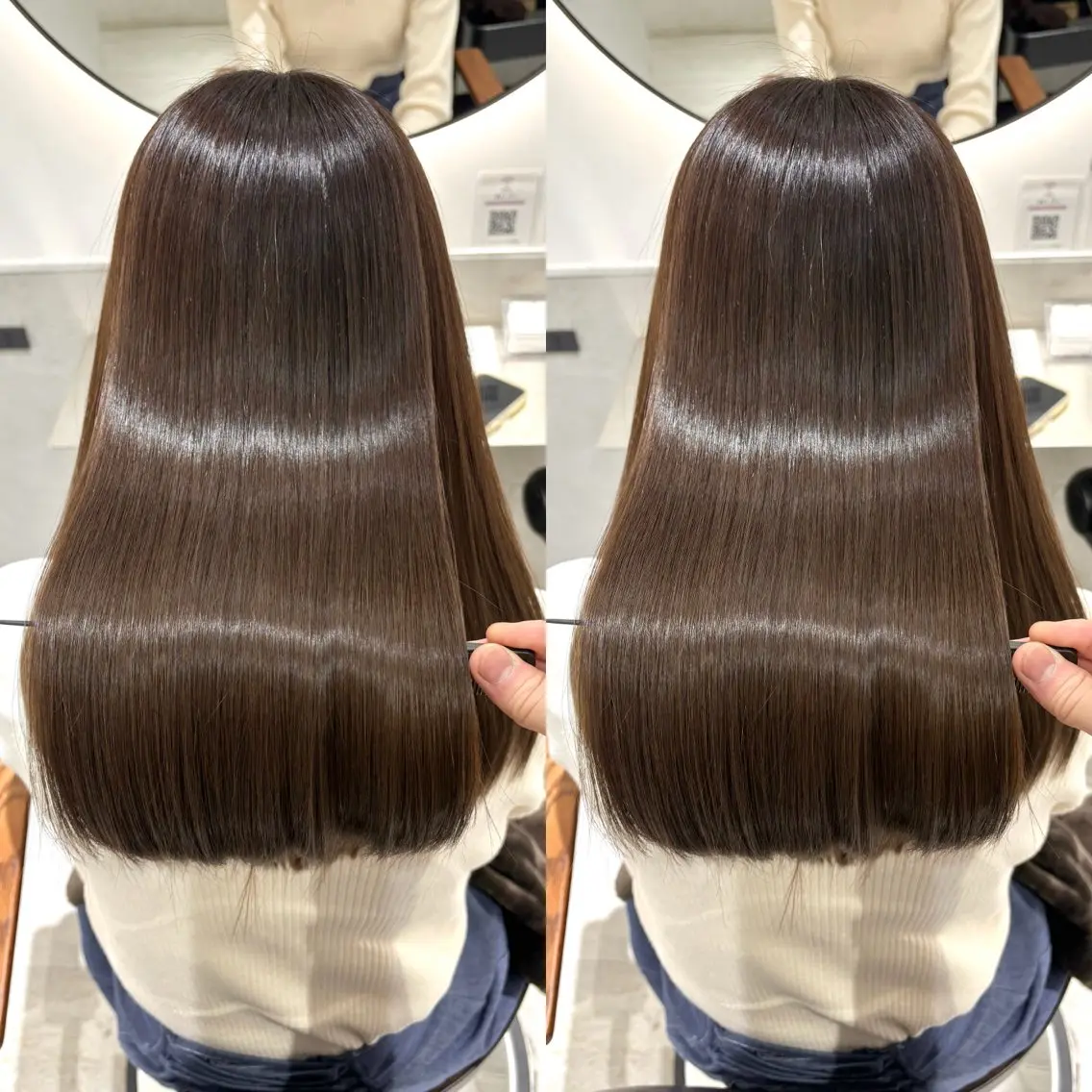 セミロング カラー 髪質改善 縮毛矯正 トリートメント カット ヘアカラー 縮毛矯正 髪質改善 縮毛矯正/ レイヤー/銀座/本木のヘアスタイル