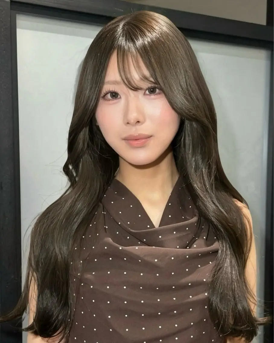 ロング カラー 透明感カラー ダブルカラー グレージュ ミント カット ヘアカラー トリートメント Rui/博多🌐 レイヤー/透明感のヘアスタイル