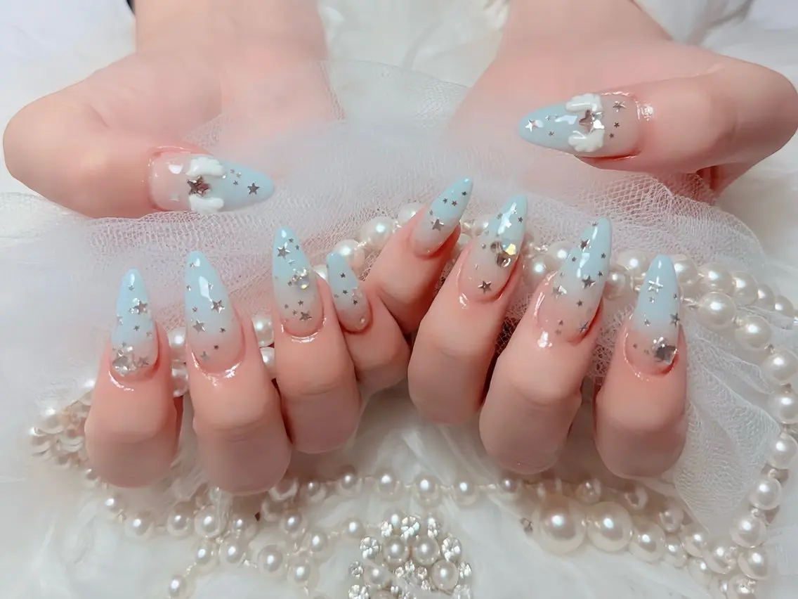 ネイル クリアネイル ドット フットネイル ジェルネイル グリーン ハンドネイル Rin Nail 新大久保店のネイルデザイン