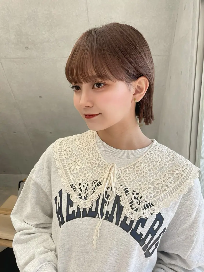 ショート カラー ボブ/地毛風縮毛矯正 茉青🤍新宿代々木のヘアスタイル
