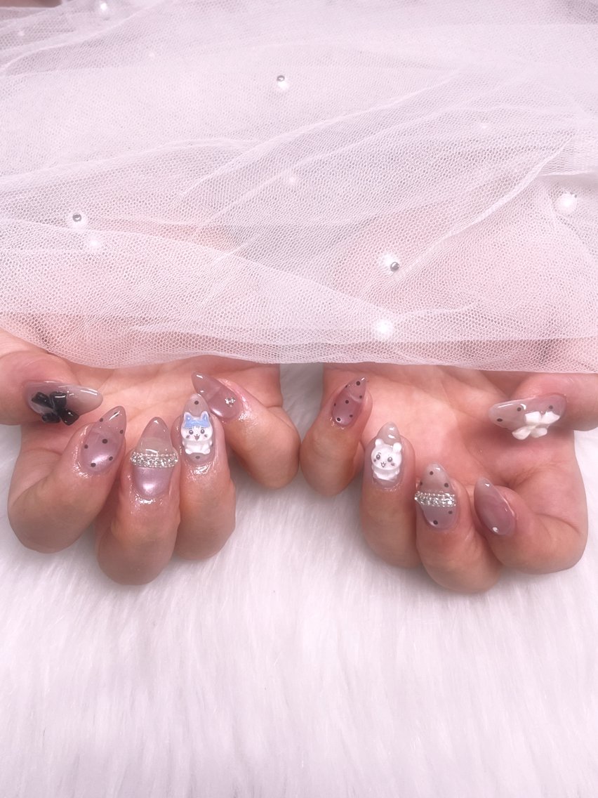 ネイル リボン ハンドネイル ❄️WOLTOKYO 渋谷❄️masakiのネイルデザイン