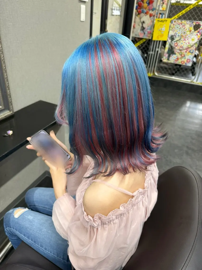 ミディアム カラー デザインカラー 🎀 MIHO🎀のヘアスタイル