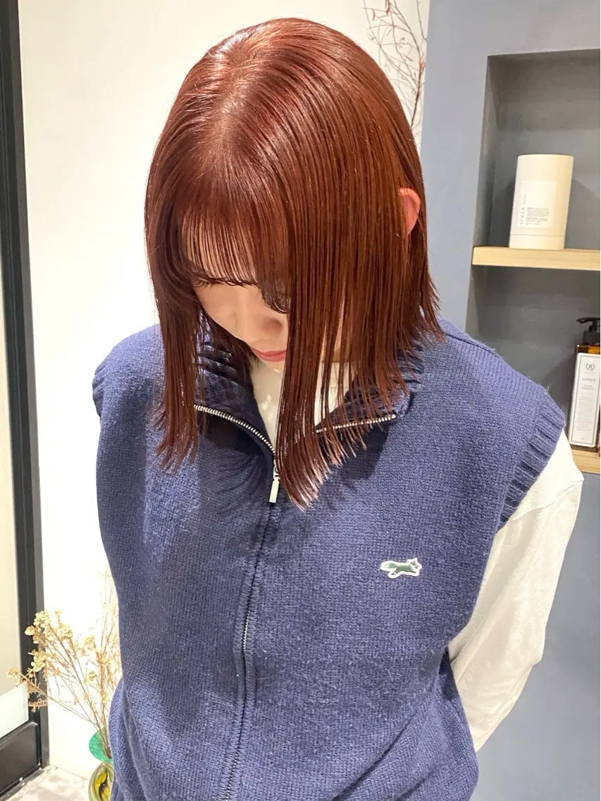 🐏💭minimo限定🐏💭ブリーチなしダブルカラー＋高保湿トリートメント🤎【ボブ/顔周り/韓国/下北沢】の写真