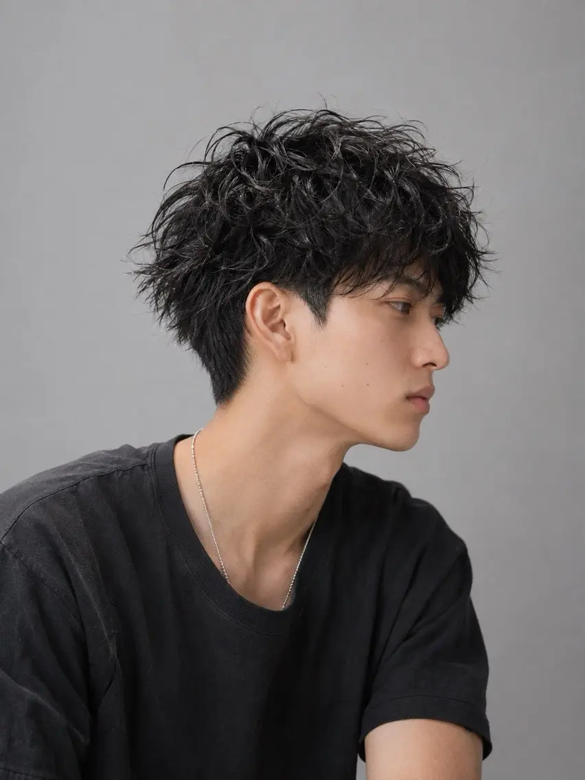 ミディアム パーマ メンズ 🉐メンズモデル🔥 無料🔥川野りゅうきのヘアスタイル