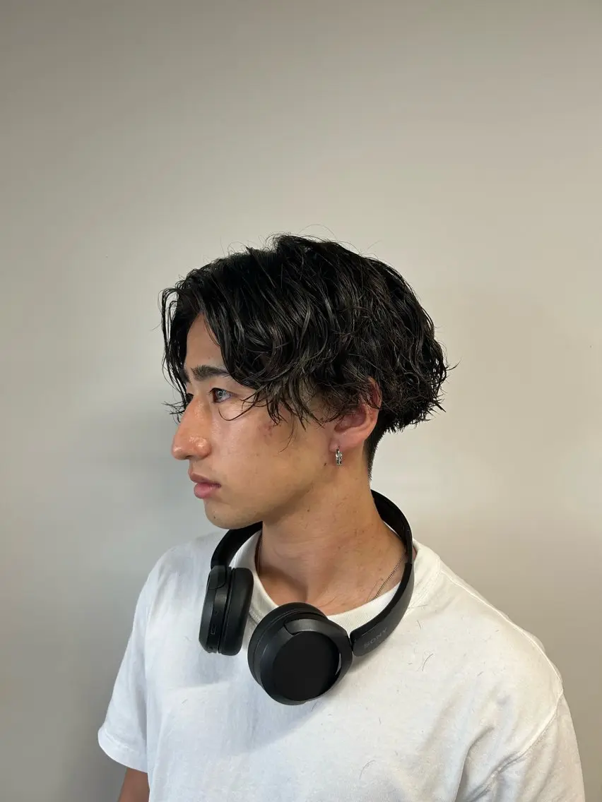 ミディアム メンズ カット パーマ 相澤 拳のヘアスタイル