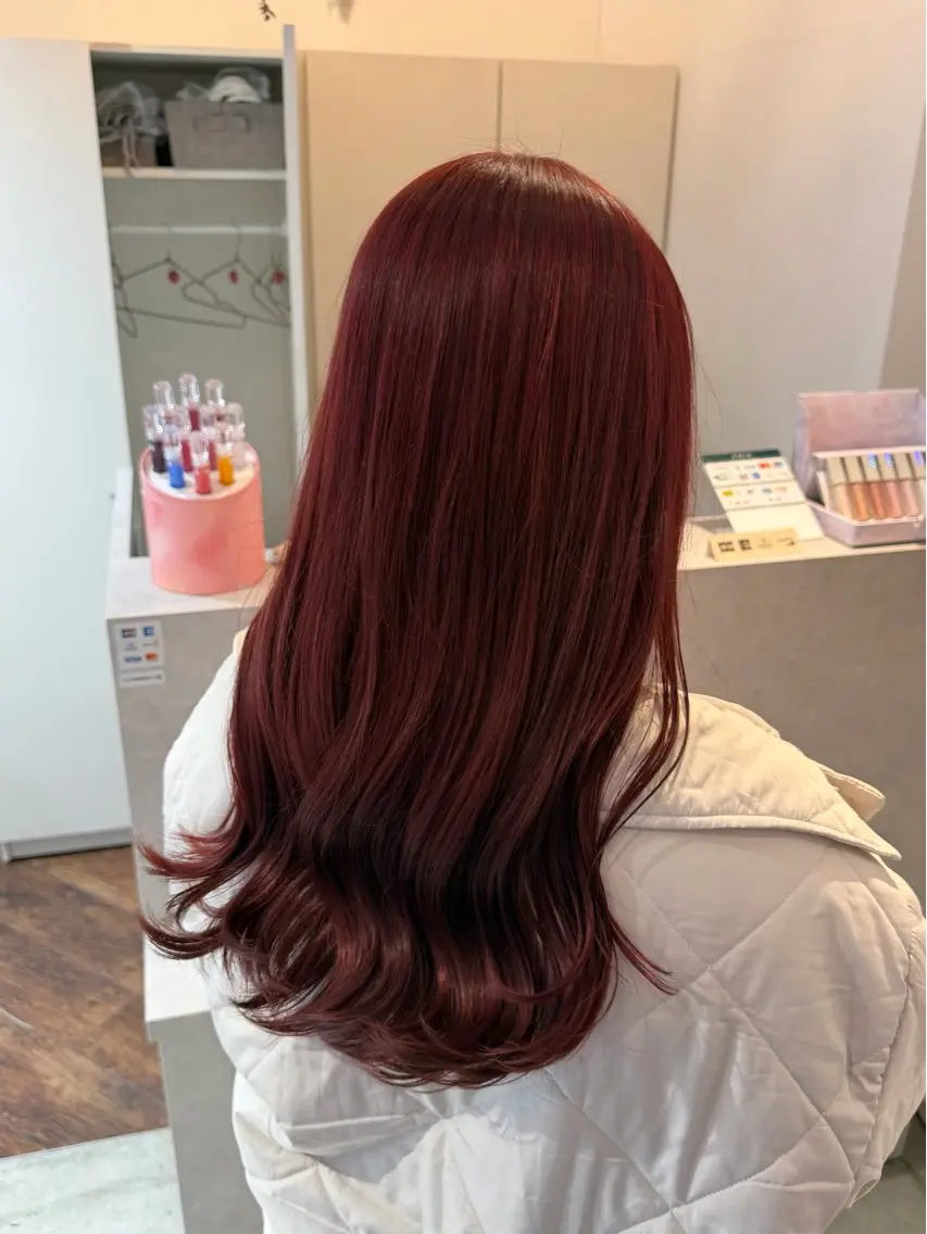 ロング カラー ブリーチ ダブルカラー ブリーチなしカラー レッドカラー 髪質改善 カット ヘアカラー トリートメント 髪質改善/韓国風 🦕ＡＫＡＲＩ🩵のヘアスタイル