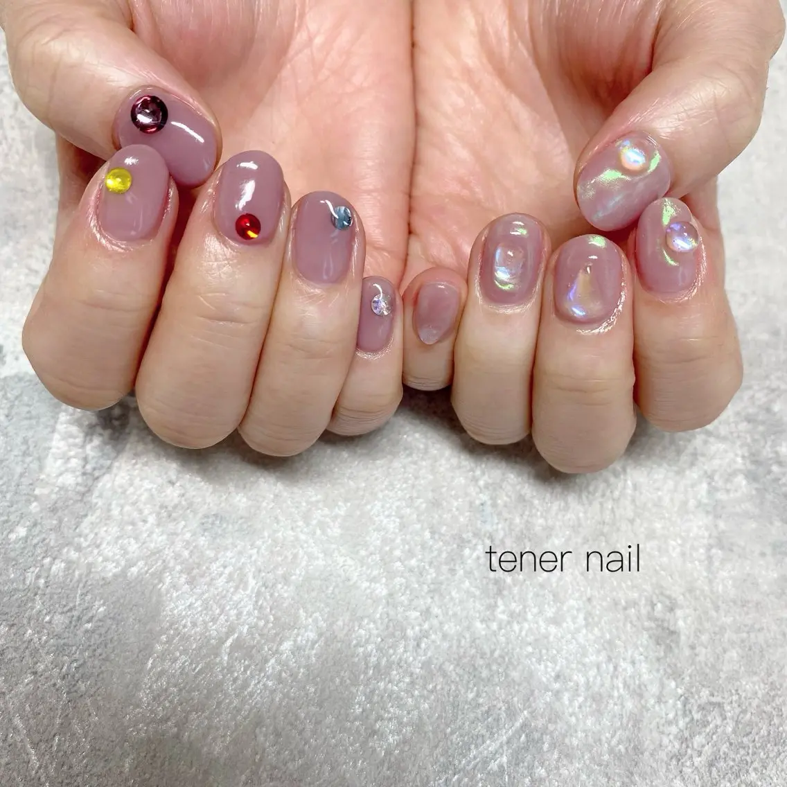 ネイル オーロラネイル ストーンネイル ハンドネイル テネルネイル tener nailのネイルデザイン