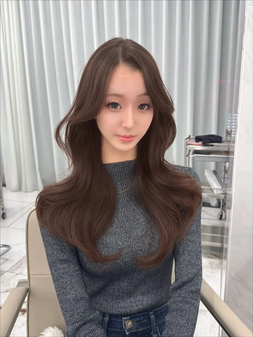 ロング のり🐼顔まわり/ 韓国/レイヤーカットのヘアスタイル