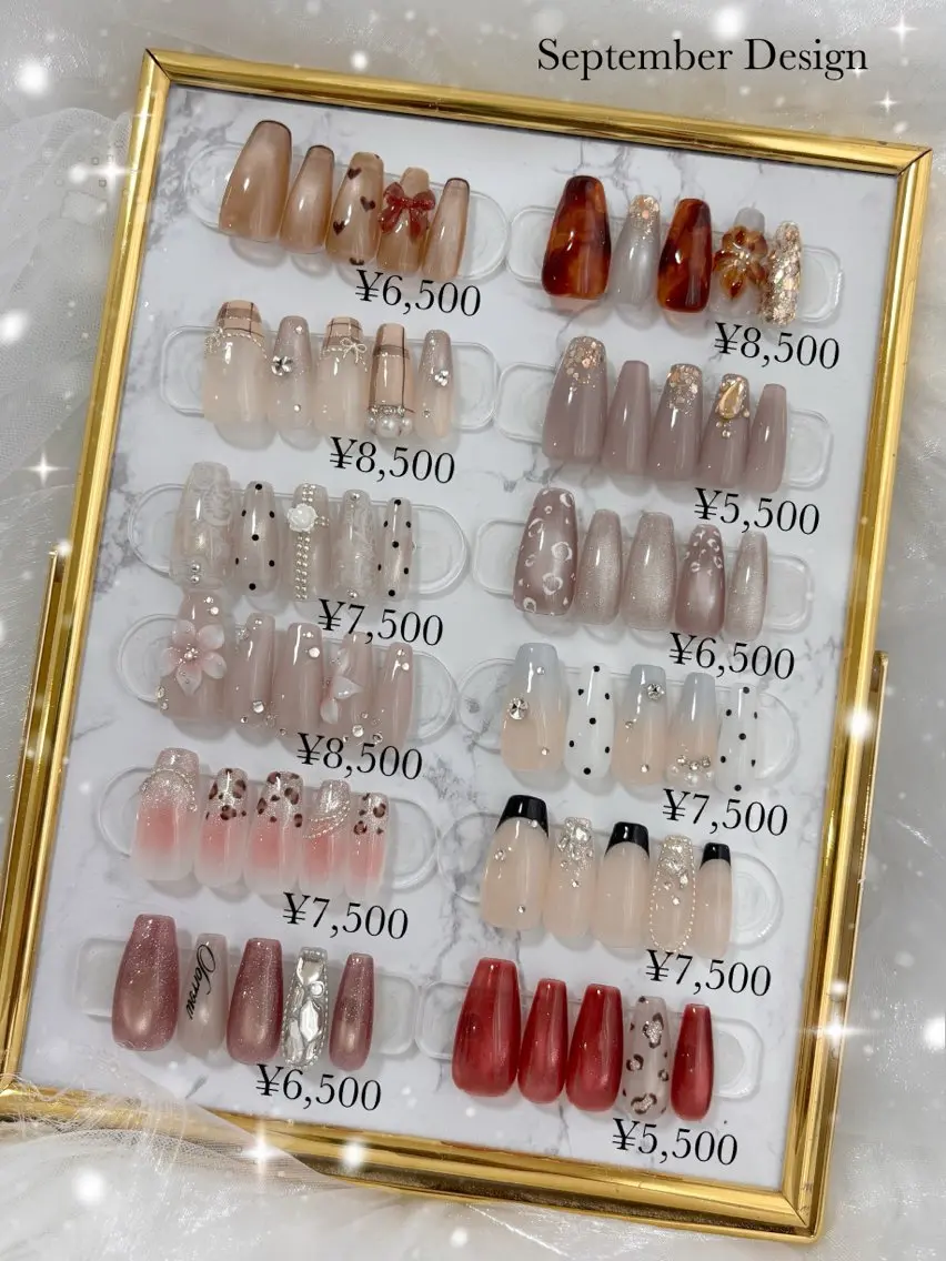 ネイル べっ甲ネイル ボルドー ブラウン チークネイル ドット ハンドネイル YM nailのネイルデザイン
