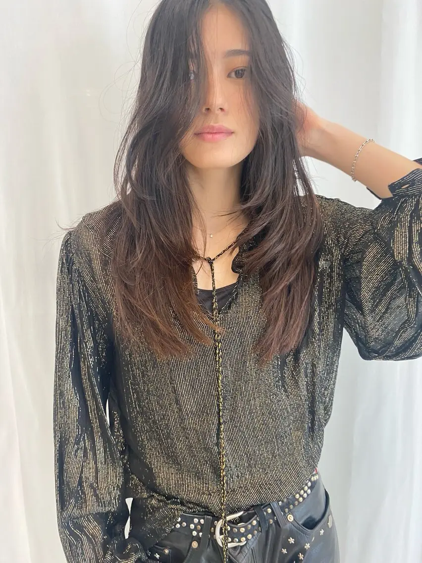 ロング カラー ハイライトカラー ハイライト ENO センター南のヘアスタイル