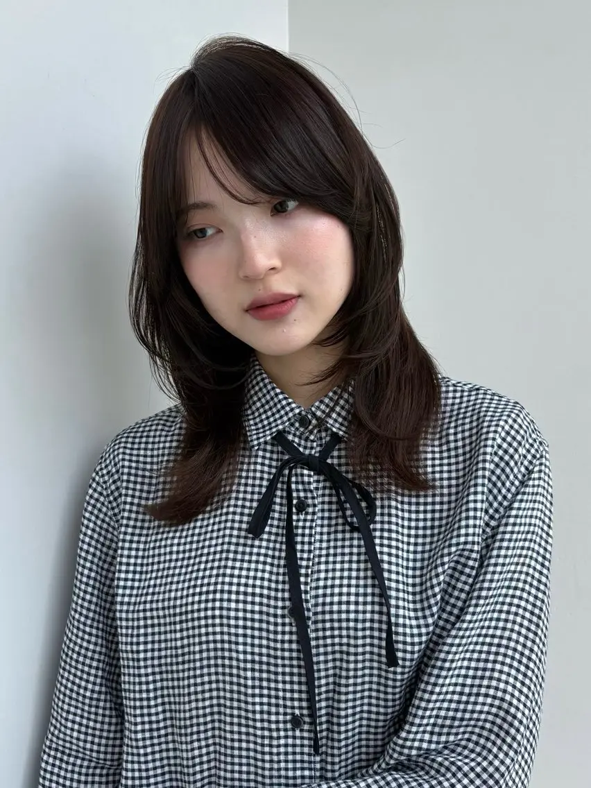 ミディアム カット ヘアカラー トリートメント 似合わせ/ベージュ /レイヤー/りほ🤍のヘアスタイル