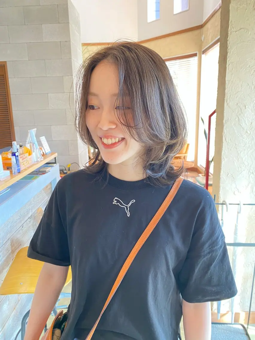 ミディアム カラー カット ヘアカラー 竹内 柚子のヘアスタイル