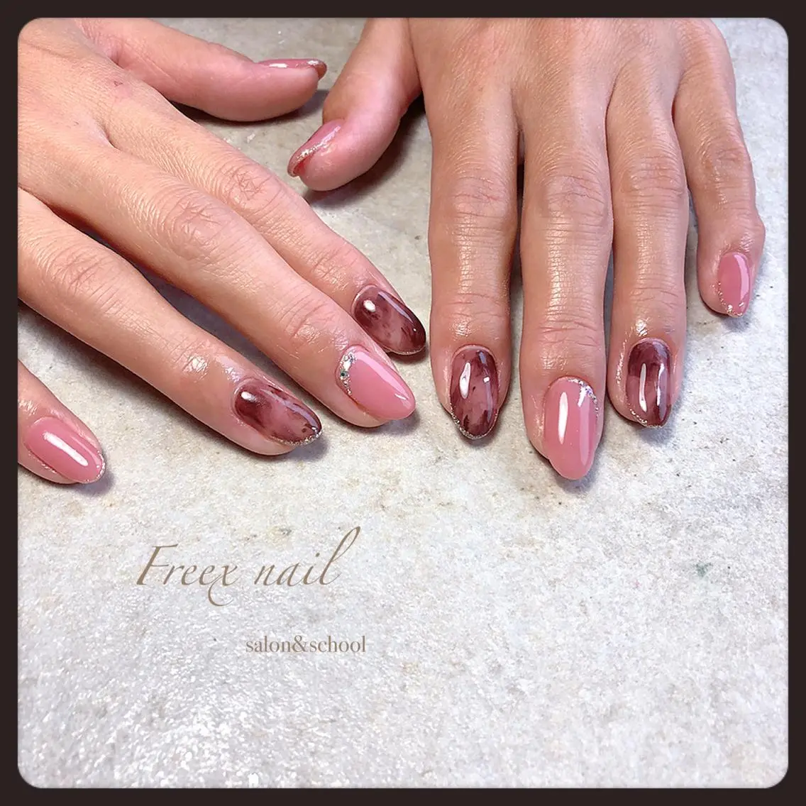 ネイル べっ甲ネイル ピンク freex nail /ニュアンス/個性派のネイルデザイン