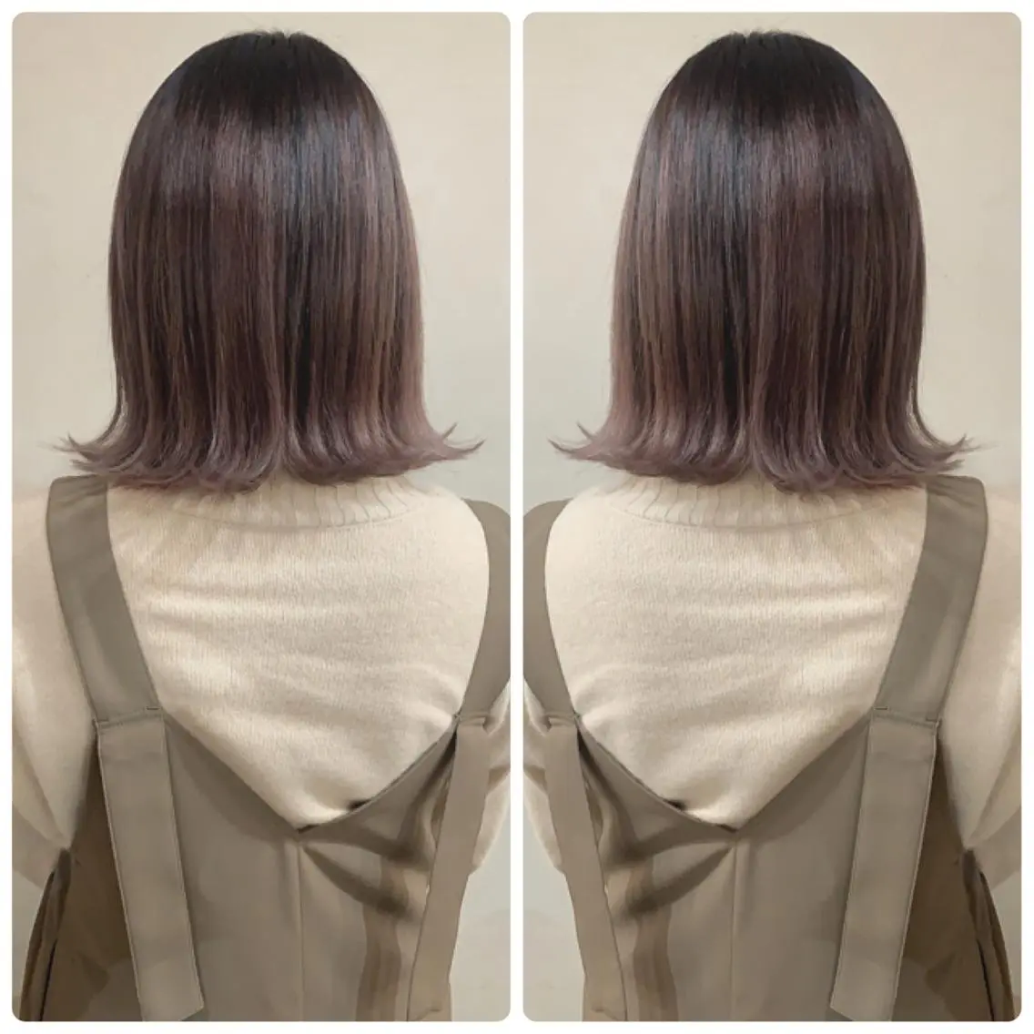 ミディアム カラー バレイヤージュ ベージュカラー グラデーションカラー ハイライトカラー オリーブカラー カット ヘアカラー トリートメント 京都大人女性ショート 徒歩1分/秋山のヘアスタイル