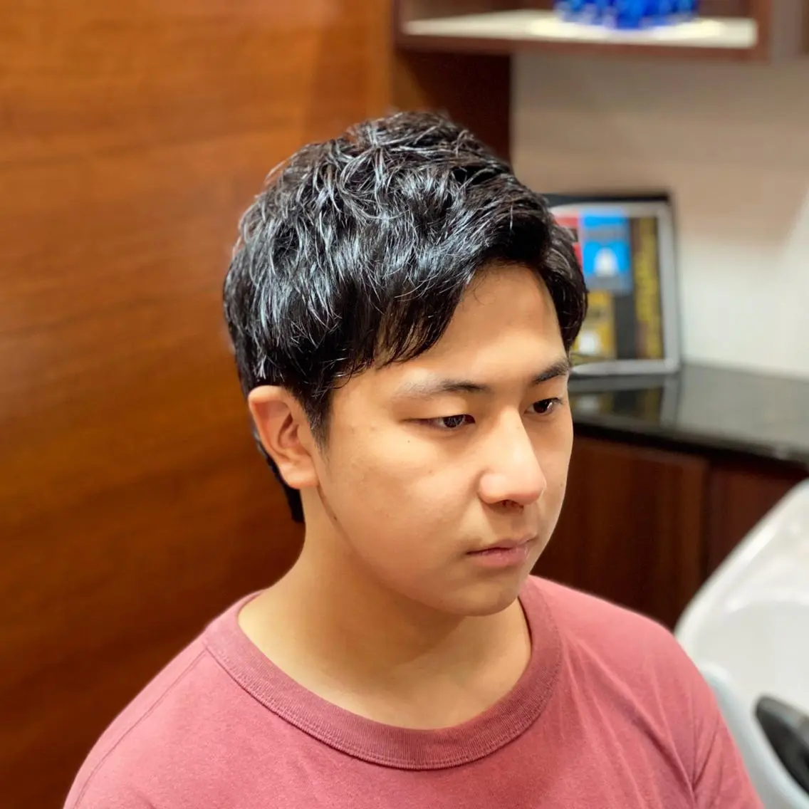 ショート パーマ メンズ アップバング メンズパーマ メンズショート ショートヘア カット パーマ メンズ定着率No.1 💈君島祥太💈のヘアスタイル