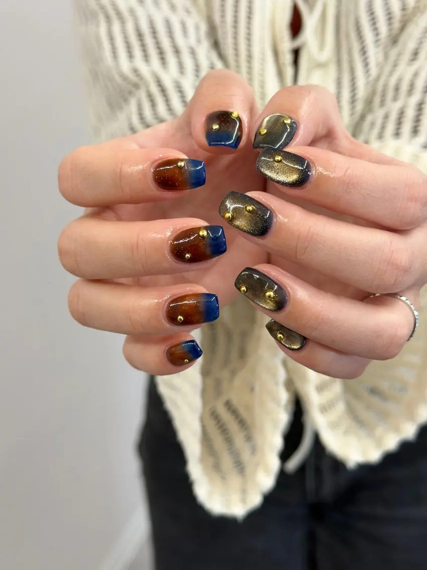 ネイル ジェルネイル グラデーション キラキラネイル マグネットネイル ニュアンスネイル ハンドネイル ハンドケア Bana_ Nailのネイルデザイン