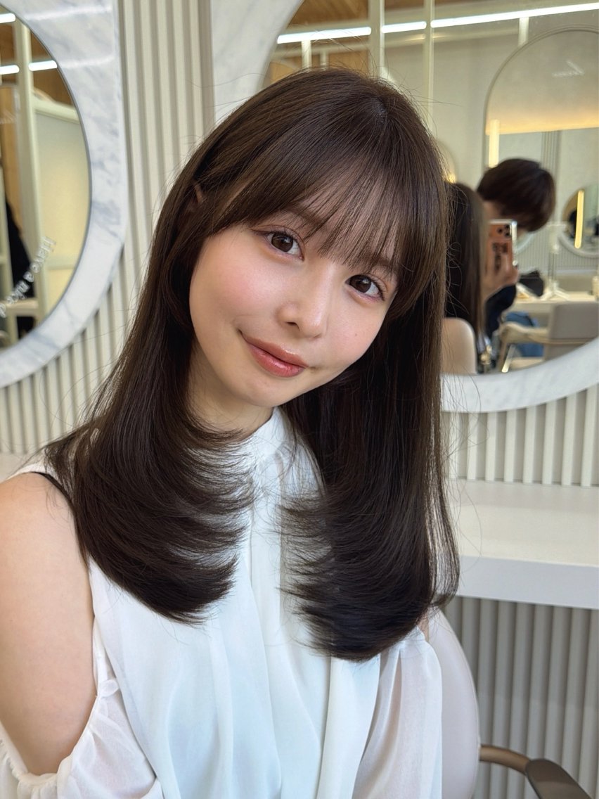 セミロング カット ヘアカラー トリートメント 顔周り/レイヤー/ 前髪/TAKUのヘアスタイル
