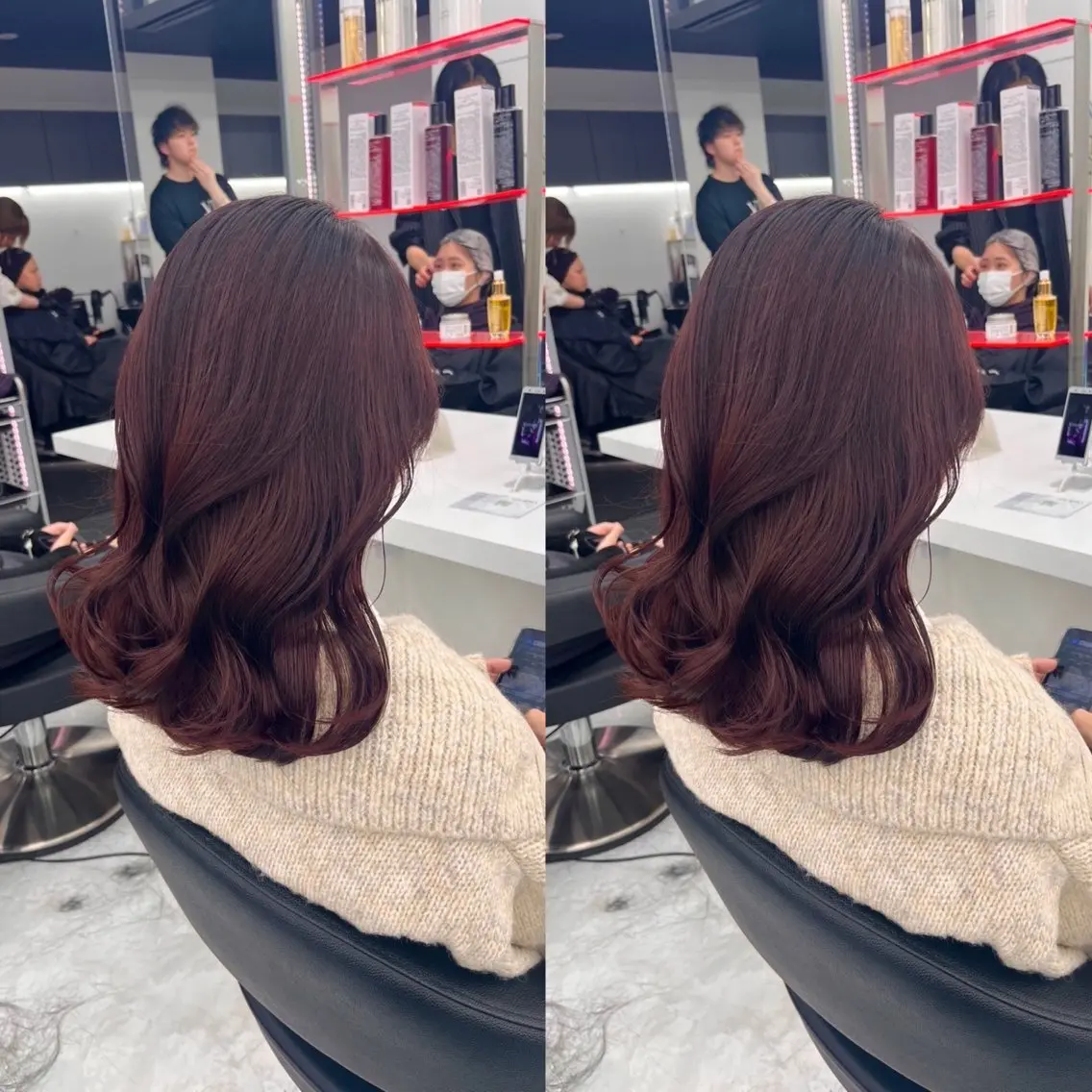 ロング 赤髪/ワインレッド/ 韓国系 まなかのヘアスタイル