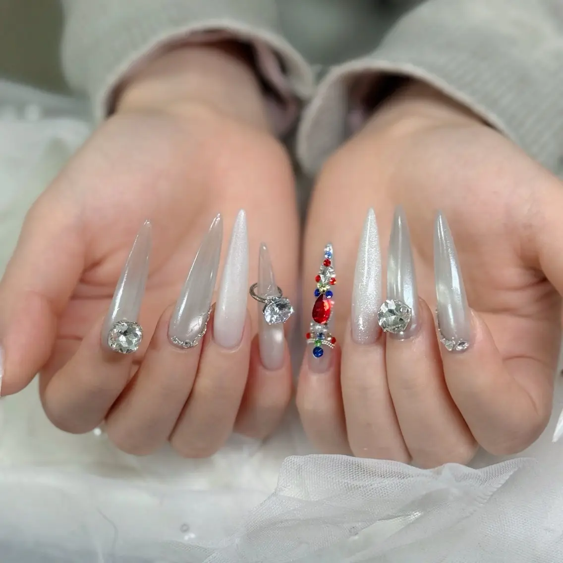 ネイル フットネイル フレンチネイル グラデーション 韓国ネイル ロングネイル ハンドネイル Hani Nail Salonのネイルデザイン