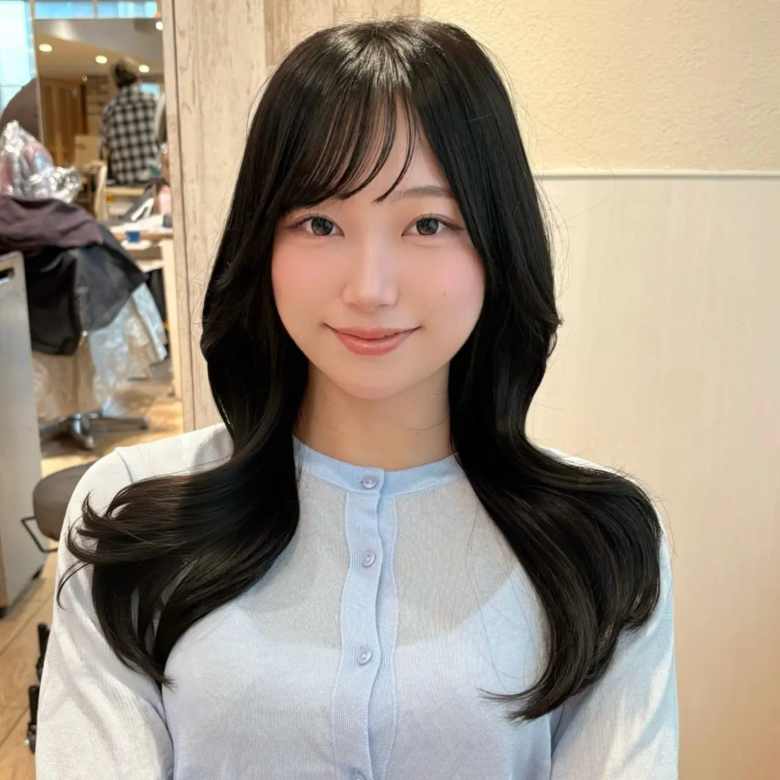 セミロング くびれヘア 韓国風ヘア ワンホンヘア カット ヘアカラー トリートメント Ami/髪質改善 /ピンクカラー🌷のヘアスタイル