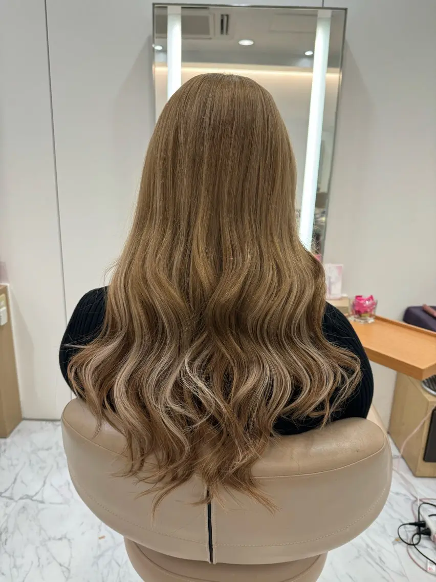 セミロング シールエクステ エクステ 韓国風ヘア 当日予約OKカット モデル濱川響太のヘアスタイル
