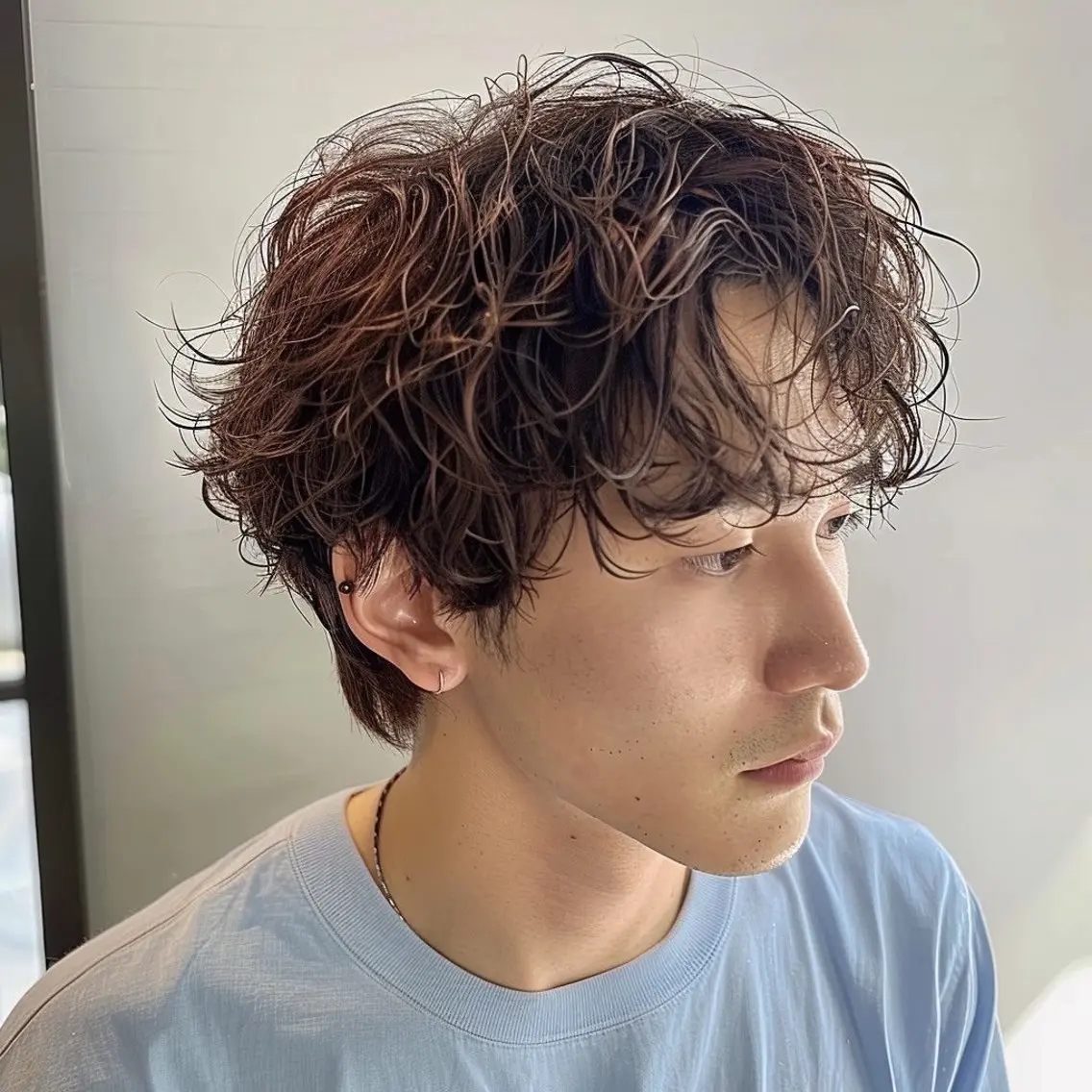 ミディアム カラー パーマ ヘアアレンジ メンズ カット パーマ EnBlesS西宮 マンツーマン神道有基のヘアスタイル