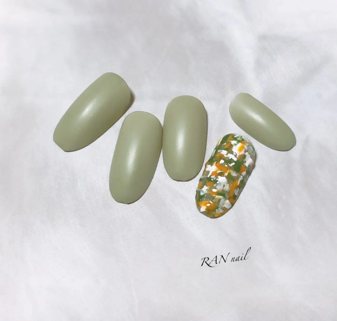 ネイル フットネイル グリーン マットネイル オフィスネイル ワンカラーネイル RAN nailのネイルデザイン