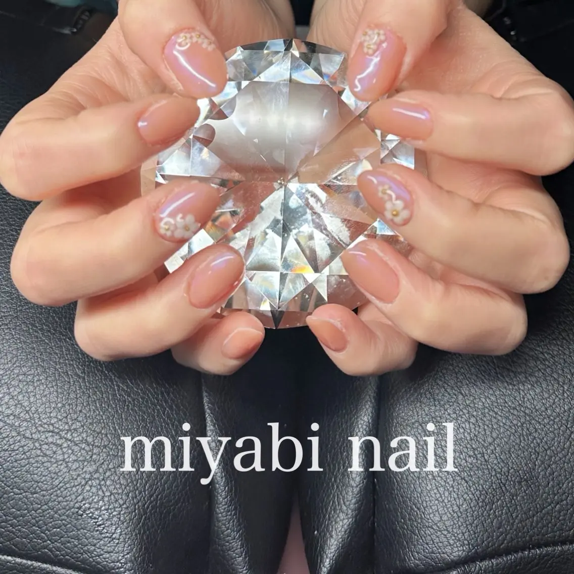 ネイル オーロラネイル フラワーネイル ジェルネイル 持ち込み オレンジ ハンドネイル miyabi nail 桂川駅近くのネイルデザイン