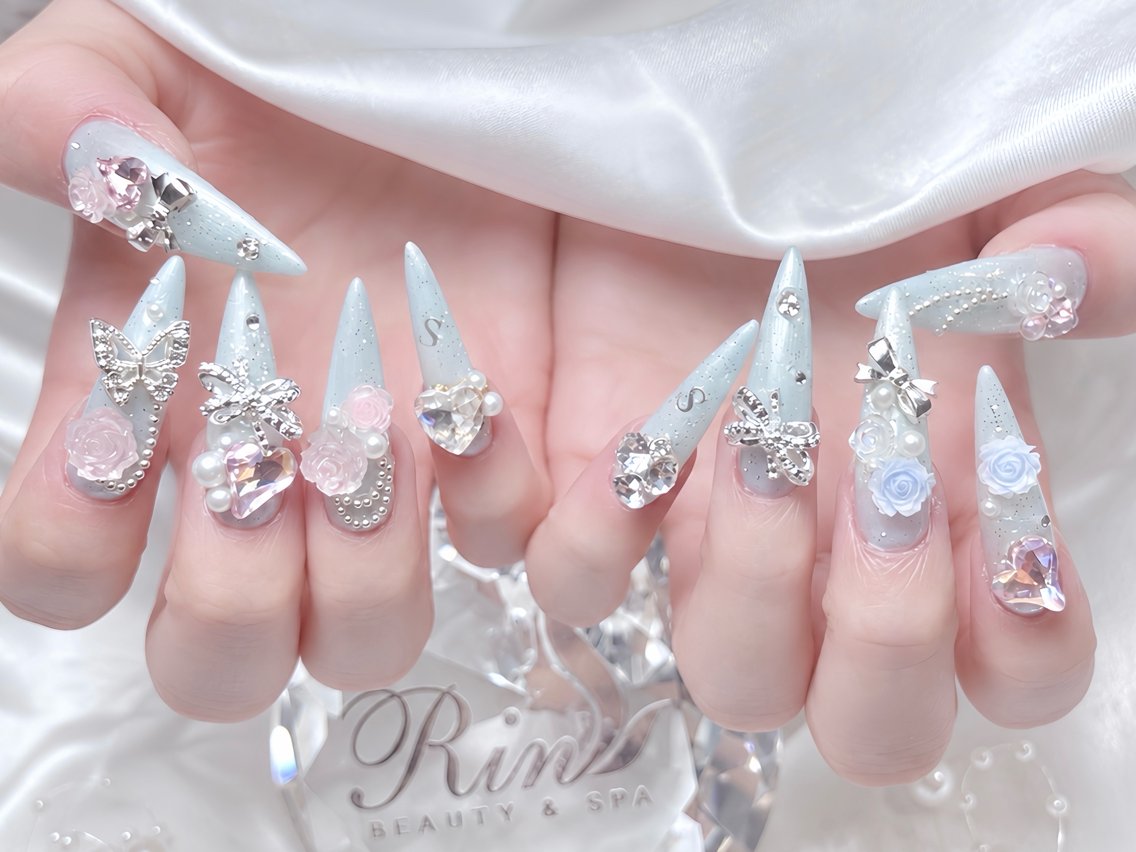 ネイル アニマル柄 べっ甲ネイル ブルー ボルドー ブラウン ハンドネイル Rin Nail 新大久保店のネイルデザイン